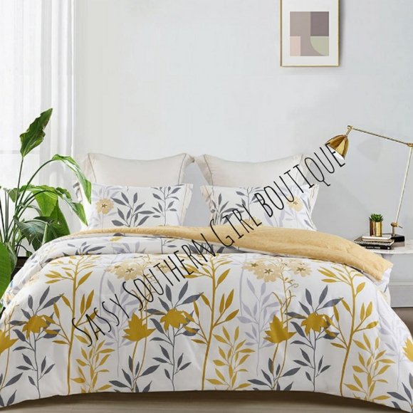 🆕⭐White yellow floral cotton reversible comforter set - Picture 5 of 11